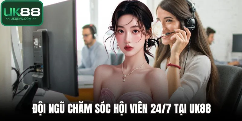 Đội ngũ chăm sóc hội viên 24/7 tại UK88
